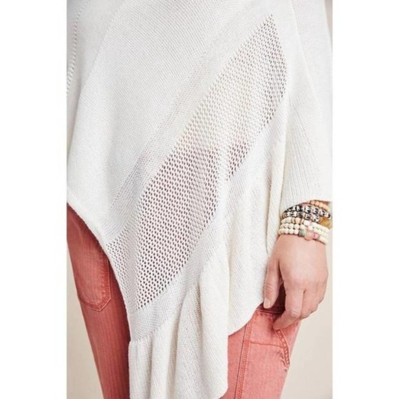 ANTHROPOLOGIE Padma Knit Poncho Ivory M/L - Picture 3 of 7